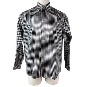 Geoffrey Beene Men’s Large 16.5 34/35 Black Gingham Classic Fit (586)
